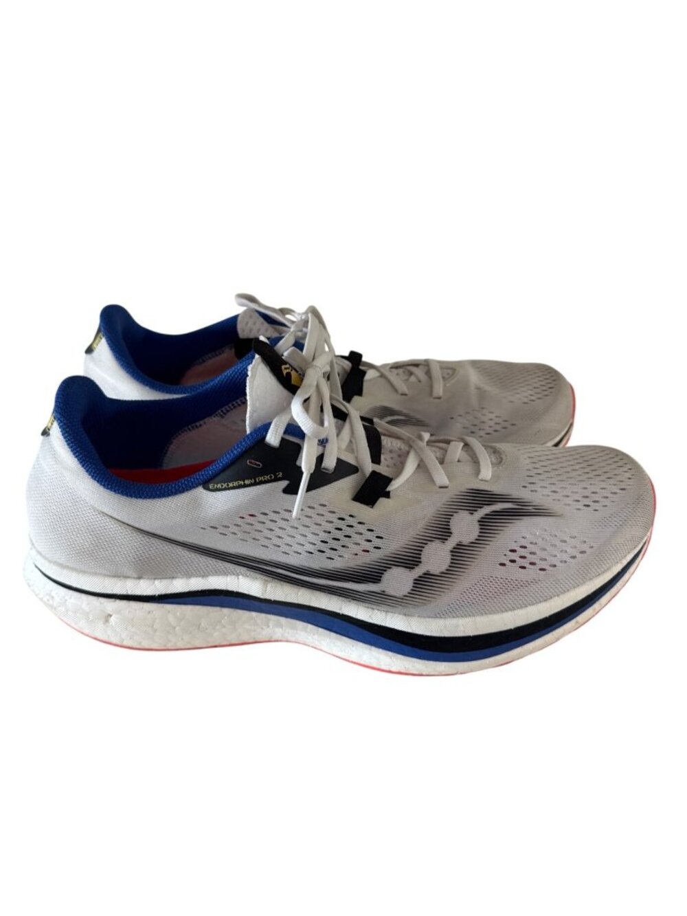 Saucony Endorphin Pro 2 Mens Running Shoes Size 14 White/Blue Lightweight Racing